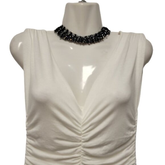 𝅺WHITE Ruched V Neck Low Back Mini Dress  Size M - NWOT - Picture 7 of 8